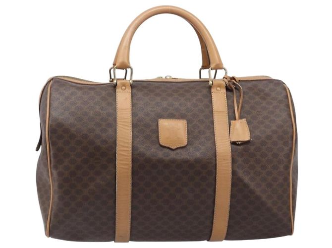 Céline Borsa Boston CELINE Macadam Canvas PVC Leather Brown Gold Auth 199445 Marrone D'oro - vista 2