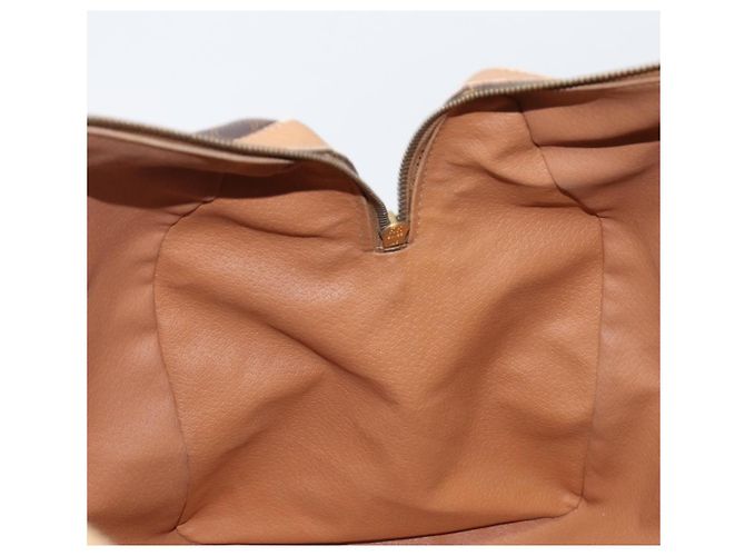 Céline Borsa Boston CELINE Macadam Canvas PVC Leather Brown Gold Auth 199445 Marrone D'oro - vista 21