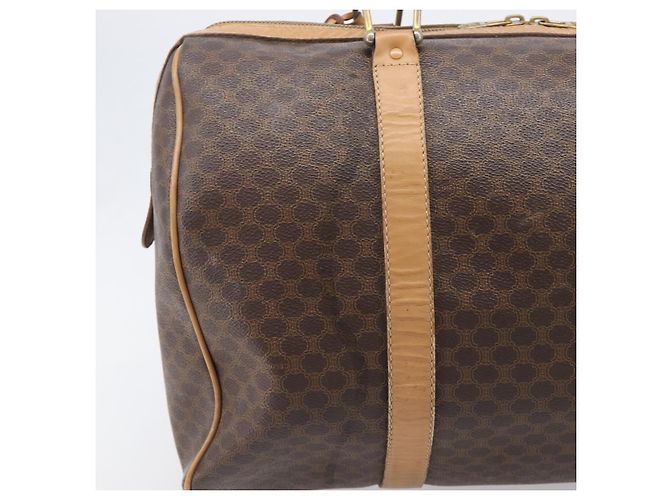 Céline Borsa Boston CELINE Macadam Canvas PVC Leather Brown Gold Auth 199445 Marrone D'oro - vista 4