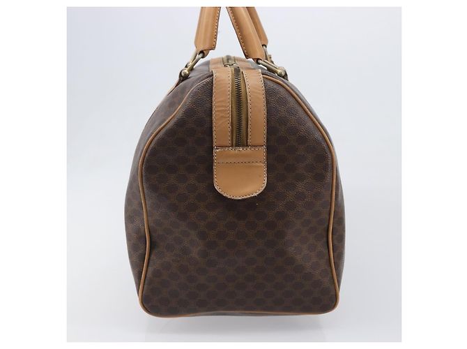 Céline Borsa Boston CELINE Macadam Canvas PVC Leather Brown Gold Auth 199445 Marrone D'oro - vista 5