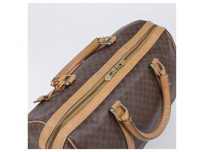 Céline Borsa Boston CELINE Macadam Canvas PVC Leather Brown Gold Auth 199445 Marrone D'oro - vista 7