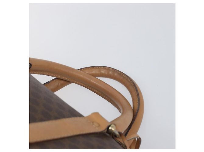 Céline Borsa Boston CELINE Macadam Canvas PVC Leather Brown Gold Auth 199445 Marrone D'oro - vista 9