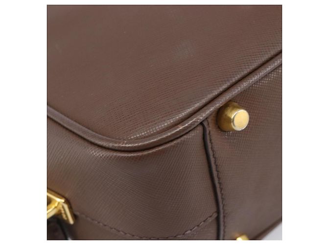 Borsa a mano PRADA Galleria in pelle Saffiano Marrone Oro Auth 204156A D'oro - vista 13