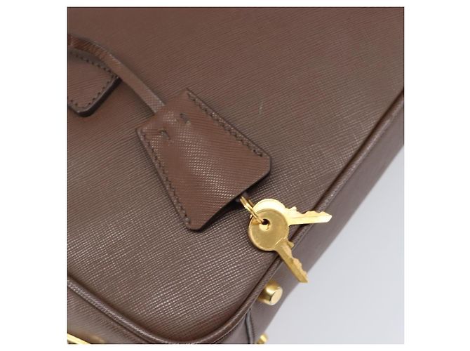 Borsa a mano PRADA Galleria in pelle Saffiano Marrone Oro Auth 204156A D'oro - vista 18