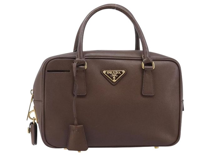 Borsa a mano PRADA Galleria in pelle Saffiano Marrone Oro Auth 204156A D'oro - vista 2