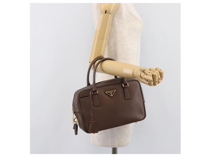 Borsa a mano PRADA Galleria in pelle Saffiano Marrone Oro Auth 204156A D'oro - vista 30
