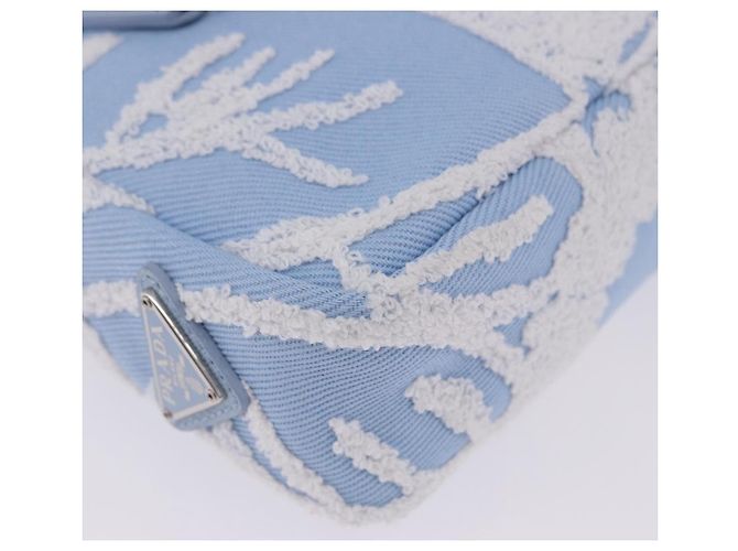 Bolsa de mão PRADA Canvas Blue Silver Auth ka6211V Prata Azul - vista 12