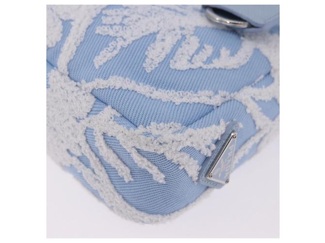 Bolsa de mão PRADA Canvas Blue Silver Auth ka6211V Prata Azul - vista 15