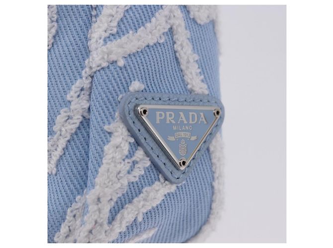 Bolsa de mão PRADA Canvas Blue Silver Auth ka6211V Prata Azul - vista 16