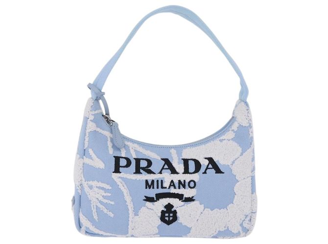 Bolsa de mão PRADA Canvas Blue Silver Auth ka6211V Prata Azul - vista 2