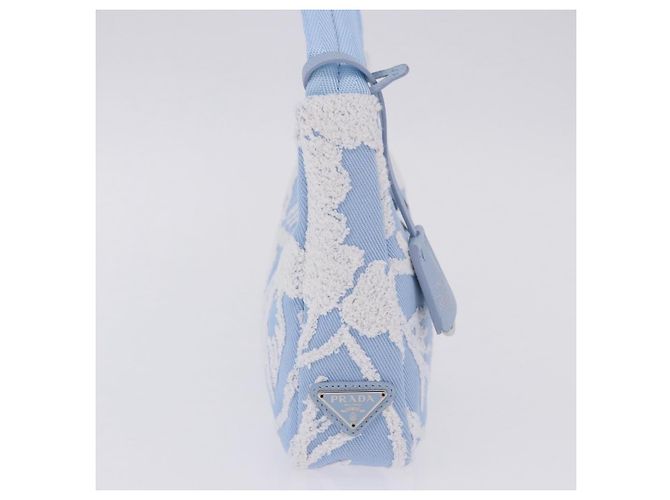 Bolsa de mão PRADA Canvas Blue Silver Auth ka6211V Prata Azul - vista 5