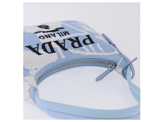 Bolsa de mão PRADA Canvas Blue Silver Auth ka6211V Prata Azul - vista 6