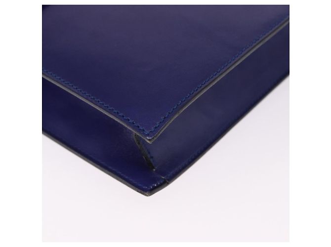 Céline Bolsa de Ombro CELINE Circle em Couro Azul Tom Dourado Auth gh2238 - vista 10