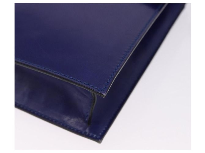 Céline Bolsa de Ombro CELINE Circle em Couro Azul Tom Dourado Auth gh2238 - vista 11