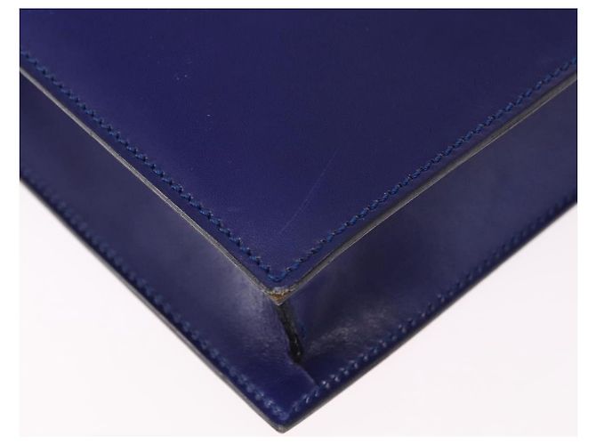 Céline Bolsa de Ombro CELINE Circle em Couro Azul Tom Dourado Auth gh2238 - vista 12