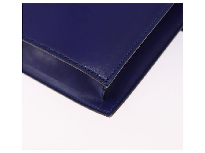 Céline Bolsa de Ombro CELINE Circle em Couro Azul Tom Dourado Auth gh2238 - vista 13