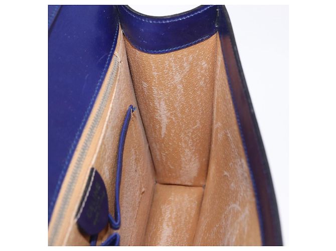 Céline Bolsa de Ombro CELINE Circle em Couro Azul Tom Dourado Auth gh2238 - vista 18
