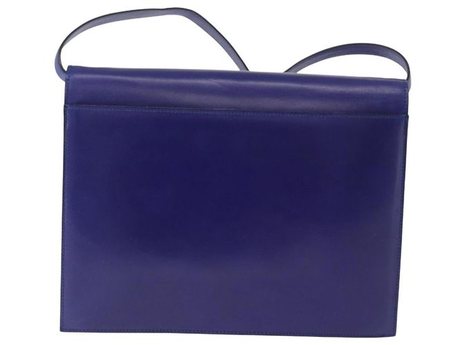 Céline Bolsa de Ombro CELINE Circle em Couro Azul Tom Dourado Auth gh2238 - vista 3