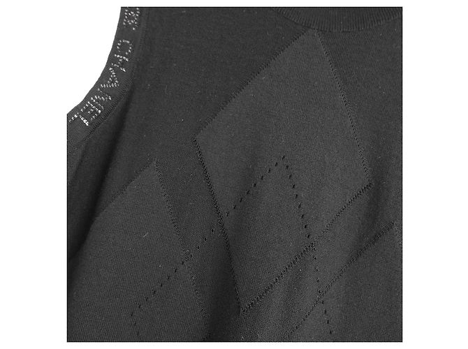 Chanel Sport Ärmelloser Wollpullover mit Logo-Besatz Herbst 2007 Schwarz - Ansicht 3