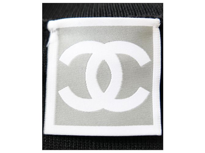 Chanel Sport Ärmelloser Wollpullover mit Logo-Besatz Herbst 2007 Schwarz - Ansicht 8