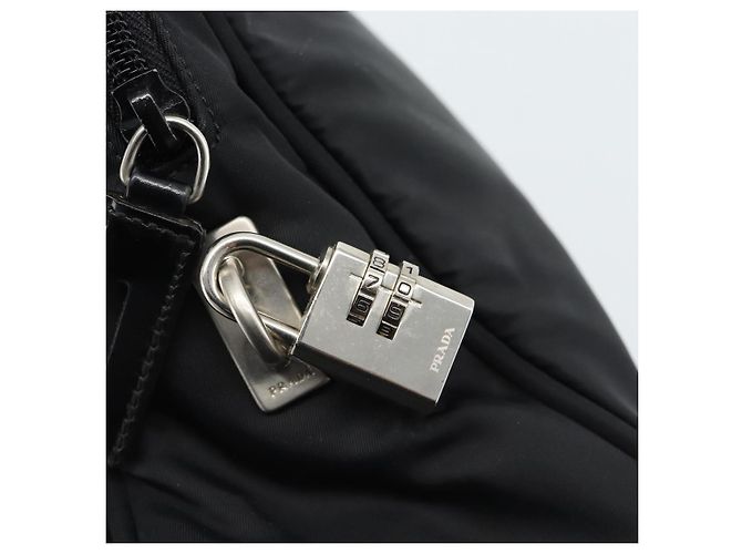 Sac à main PRADA Nylon Black Silver Auth 174539 Noir Argenté - vue 16