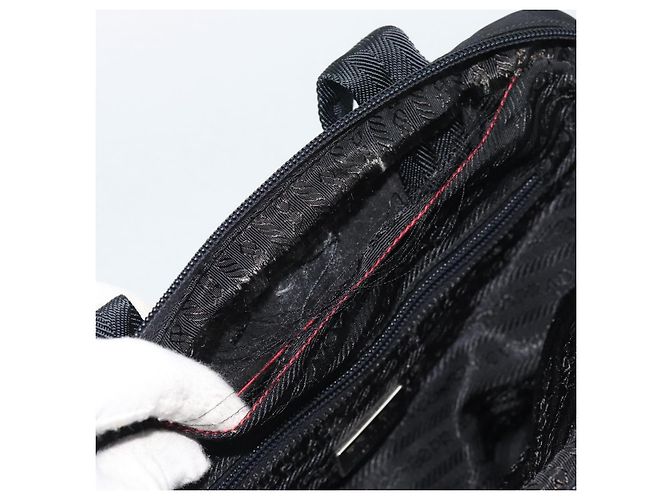 Sac à main PRADA Nylon Black Silver Auth 174539 Noir Argenté - vue 20