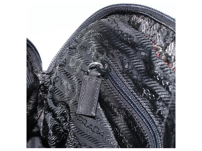 Sac à main PRADA Nylon Black Silver Auth 174539 Noir Argenté - vue 24