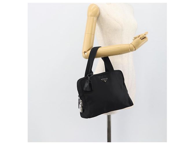 Sac à main PRADA Nylon Black Silver Auth 174539 Noir Argenté - vue 27