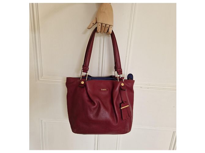 Tod's Bolsa Tote Flower em couro Borgonha Bordeaux - vista 2