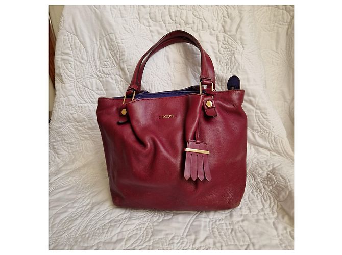 Tod's Bolsa Tote Flower em couro Borgonha Bordeaux - vista 4