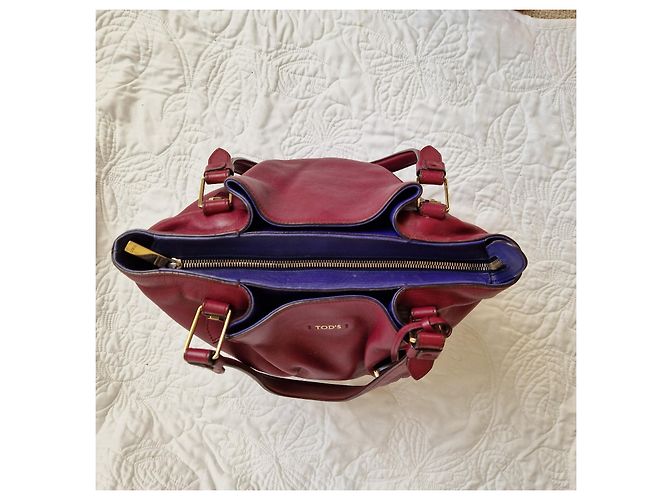 Tod's Bolsa Tote Flower em couro Borgonha Bordeaux - vista 8
