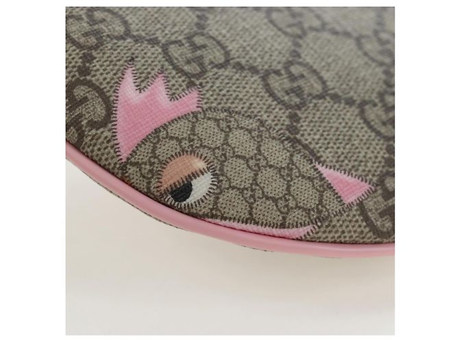 Borsa GUCCI GG Supreme Papagallo per bambini in PVC e pelle beige 297540 Auth 199825M D'oro - vista 17