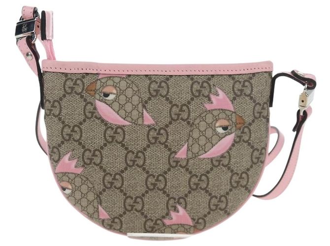 Borsa GUCCI GG Supreme Papagallo per bambini in PVC e pelle beige 297540 Auth 199825M D'oro - vista 2