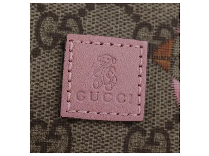 Borsa GUCCI GG Supreme Papagallo per bambini in PVC e pelle beige 297540 Auth 199825M D'oro - vista 20