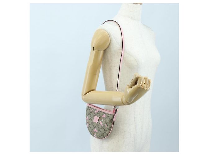 Borsa GUCCI GG Supreme Papagallo per bambini in PVC e pelle beige 297540 Auth 199825M D'oro - vista 25