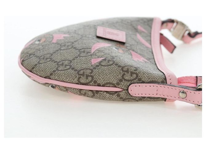 Borsa GUCCI GG Supreme Papagallo per bambini in PVC e pelle beige 297540 Auth 199825M D'oro - vista 4
