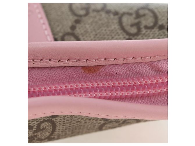 Borsa GUCCI GG Supreme Papagallo per bambini in PVC e pelle beige 297540 Auth 199825M D'oro - vista 9