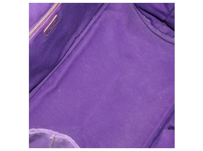 Saco Tote PRADA Canapa GM Canvas Roxo Ouro Auth 204261 Dourado - vista 17