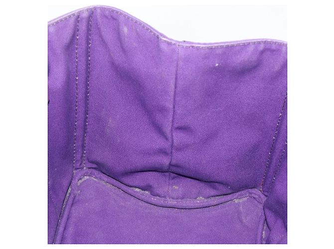 Saco Tote PRADA Canapa GM Canvas Roxo Ouro Auth 204261 Dourado - vista 18