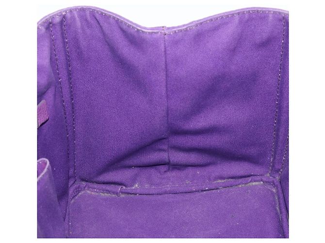 Saco Tote PRADA Canapa GM Canvas Roxo Ouro Auth 204261 Dourado - vista 19