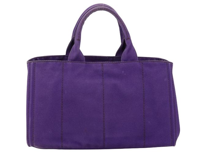 Saco Tote PRADA Canapa GM Canvas Roxo Ouro Auth 204261 Dourado - vista 3