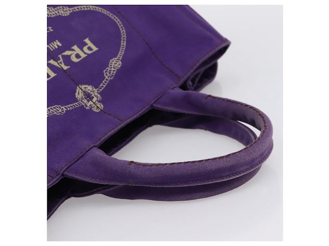 Saco Tote PRADA Canapa GM Canvas Roxo Ouro Auth 204261 Dourado - vista 6