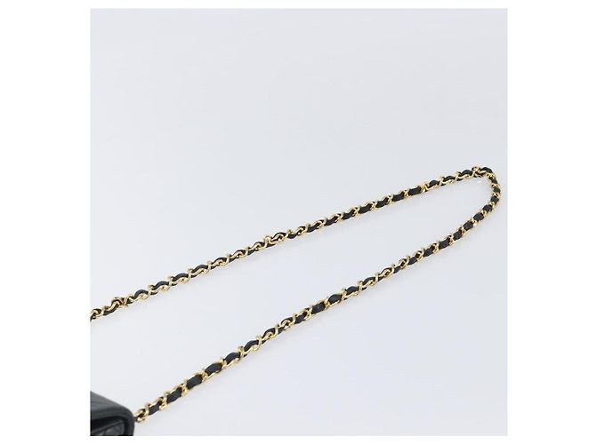 Borsa a tracolla CHANEL Mini Matelasse 20 Chain in pelle d'agnello nera e oro CC Auth 204583V Nero - vista 8