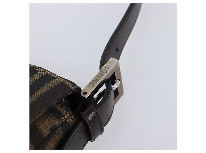 Borsa a tracolla FENDI Zucca Canvas Mamma Baguette Marrone Nero Auth am12622V - vista 10