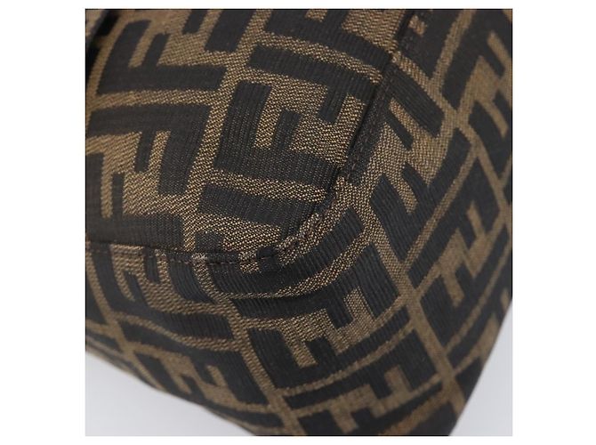 Borsa a tracolla FENDI Zucca Canvas Mamma Baguette Marrone Nero Auth am12622V - vista 13