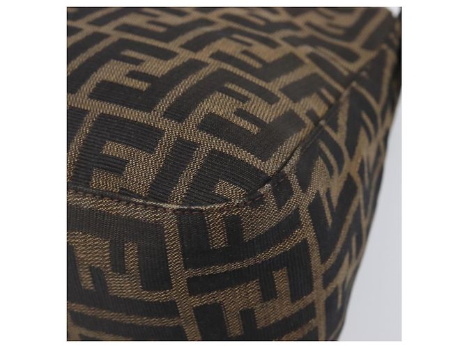 Borsa a tracolla FENDI Zucca Canvas Mamma Baguette Marrone Nero Auth am12622V - vista 14
