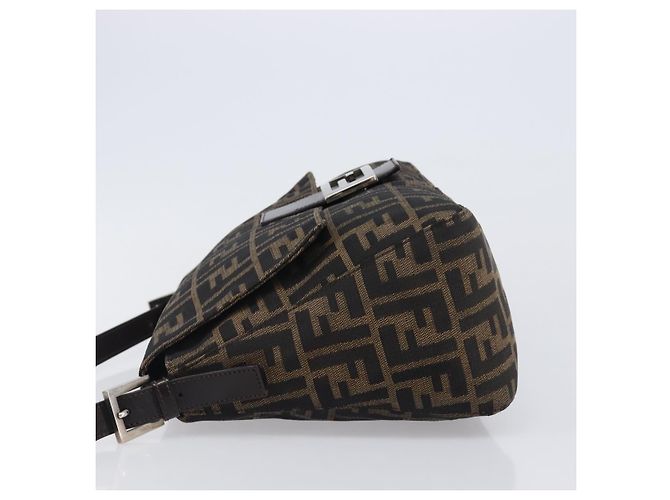 Borsa a tracolla FENDI Zucca Canvas Mamma Baguette Marrone Nero Auth am12622V - vista 5
