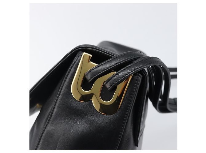 Bolsa de Ombro BALLY em Couro Preta e Dourada Auth 202700V Preto Dourado - vista 14