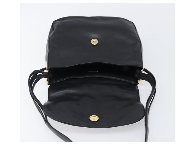 Bolsa de Ombro BALLY em Couro Preta e Dourada Auth 202700V Preto Dourado - vista 15