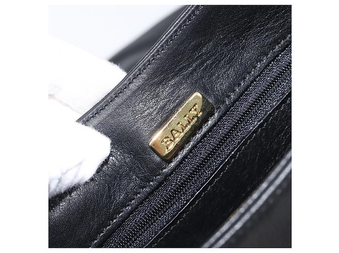 Bolsa de Ombro BALLY em Couro Preta e Dourada Auth 202700V Preto Dourado - vista 16